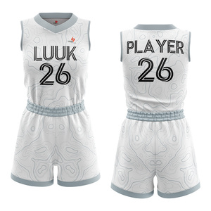 Conjunto de Camiseta y Pantalones Cortos de Baloncesto para Niñas con Cuello en V, Sublimación con Logotipo y Nombre de Equipo Personalizados, Transpirable, de Secado Rápido, con Cierre de Cordón - Product Image 1