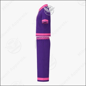 Conjunto de Camiseta Polo Personalizada con Nuevo Diseño para Mujer, Colores Morado y Rosa, Estilo Theta Phi Sigma, Corte Holgado Informal, Cintura Elástica con Cordón - Product Image 3