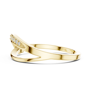 Bague croisée en or jaune 10K avec diamant de laboratoire taille ronde pavé incurvé 1 carat, plaqué or, luxe or rose, blanc et jaune - Product Image 3