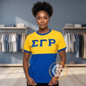 เสื้อยืดลำลองสำหรับสตรี ชมรมนักศึกษา GREEK TREASURES Sigma Gamma Rho ผ้าฝ้าย 100% คอกลม ปักลาย ระบายอากาศได้ดี เหมาะสำหรับฤดูร้อน ขายส่ง - Product Image 5