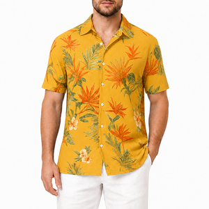 Camisa Hawaiana Blanca con Estampado Floral para Hombre, Nueva Llegada 2026, Venta al Por Mayor, Manga Corta, Transpirable, Casual, con Botones, para Playa - Product Image 3