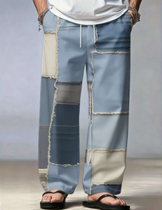 Pantalon de survêtement ample pour homme, style streetwear, à blocs de couleur, avec cordon de serrage et taille élastique, décontracté - Product Image 3