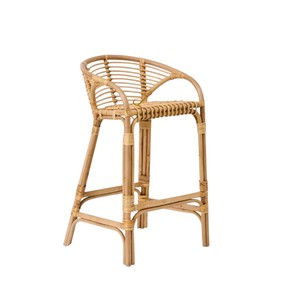 Horizontal Slats Natural Rattan Dining Chair High Bar <b>Stool</b> Handcrafted Wicker Counter Chair for <b>Kitchen</b> <b>Island</b> Restaurant Cafe - Product Image 1