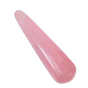 Rose Quartz Natural Crystal Massage Wand Massageador Facial Suave para Fornecimento Corporal por Atacado na Índia