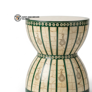 Round Green Bone Inlay Side Table – Handmade Statement Piece Luxury Green Bone Inlay End Table – Traditional Floral Pattern - Product Image 2