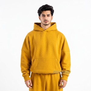 Sweat à capuche en molleton de coton 400 GSM, coupe oversize streetwear à épaules tombantes, pour marques indépendantes - Product Image 5