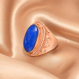 Vintage Handmade <b>Lapis</b> <b>Lazuli</b> Statement <b>Ring</b> 925 Sterling Silver Boho Artisan Gemstone Cocktail <b>Ring</b> Women Jewelry for Men Her - Product Image 6