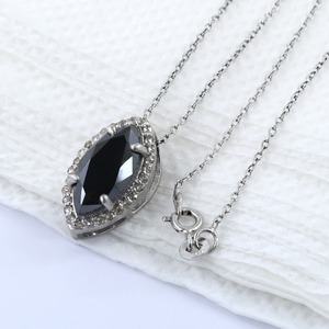 Pendentif en moissanite noire de forme marquise, en argent sterling 925, personnalisé, cadeau pour un anniversaire - Product Image 3