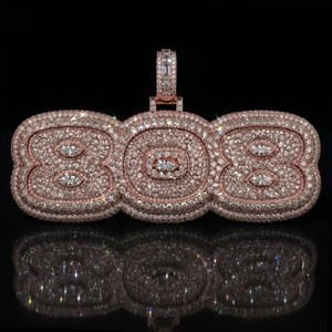 Rose Gold Plated Iced Out Letter <b>Charm</b> Pendant Cubic Zircon Jewelry 925 Sterling <b>Silver</b> Custom Name Pendant - Product Image 1
