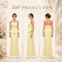 Ensemble de robe de soirée pour femme - Haut bustier jaune pâle à volants et jupe sirène, ensemble deux pièces, parfait pour le bal de promo, les fêtes et les anniversaires