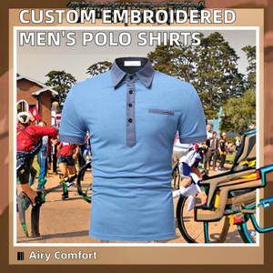 Men's Casual for Polo <b>Shirts</b> Custom Embroidered <b>Patchwork</b> Solid Color with Different Color Collar and Cuff ODM Supply Wholesale - Product Image 2