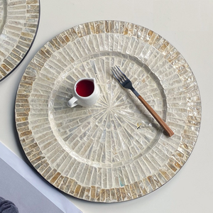 Vietnamese Luxury Bohemian Handmade Mother of Pearl Shells <b>Round</b> Placemats for Home Living Room or Dining Tables <b>Mats</b> & Pad - Product Image 3