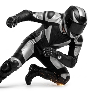 Dumela Black <b>Silver</b> Leather Motorcycle Racing <b>Suit</b> Full Body Protection Breathable All Seasons Adult Men's Sport Gear - Product Image 4