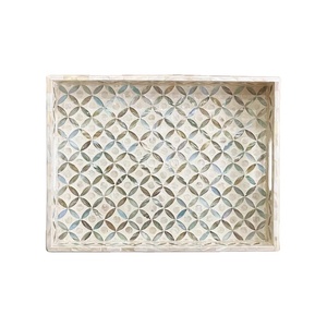 ถาดลายมุกอินเดียสีฟ้าอมเขียว  ถาดเสิร์ฟตกแต่ง - Product Image 1