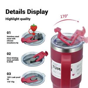 Bouteille de sport isotherme en acier inoxydable de grande capacité 40 oz, tasse de voiture portable avec paille - Product Image 2
