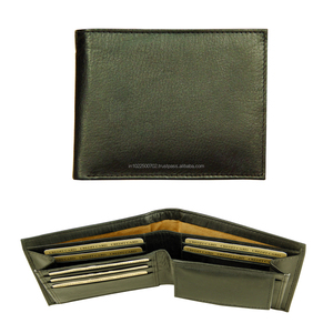 Cartera de hombre de piel auténtica con logotipo personalizado al por mayor con 7 ranuras para tarjetas RFID y cierre abierto de longitud corta en color negro - Product Image 5