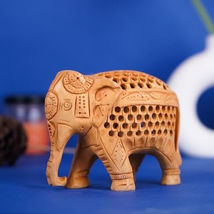 งานแกะสลักช้างจากไม้ชีแชม แบบจัลลี - งานฝีมือไม้แกะสลักขายส่ง - Product Image 2