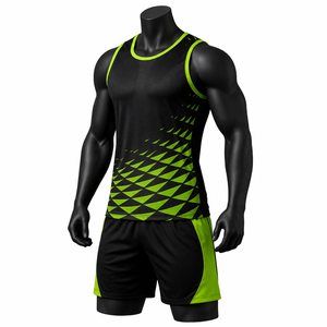 Conjunto Deportivo sin Mangas para Hombre, Uniforme para Correr, Secado Rápido, Poliéster Transpirable, Camiseta sin Mangas y Pantalones Cortos para Gimnasio, Fitness y Entrenamiento - Product Image 3