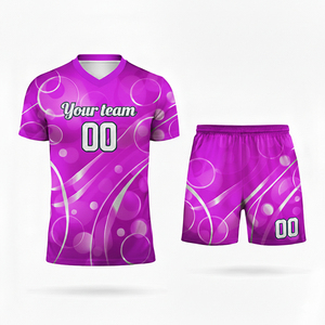 Ensemble de maillots de football personnalisés sublimés verts, col en V, manches courtes, évacuation de l'humidité, 100% polyester, uniforme d'équipe unisexe pour adultes - Product Image 2