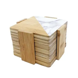 Fast Shipping 4 Inch Natural Square Bone Inlay <b>Coaster</b> Slate <b>White</b> Drink Tea Coffee Sushi <b>Coasters</b> Mats With Stand Holder - Product Image 1