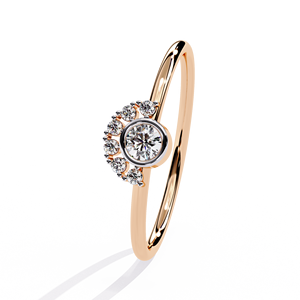 Anillos minimalistas de oro sólido de 14k con diamantes de talla redonda engastados en bisel para mujer, para regalo, compromiso, aniversario, boda - Product Image 5