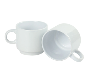 Tasses à café en céramique 10 oz Finition brillante Couleur blanche Design classique - Product Image 2