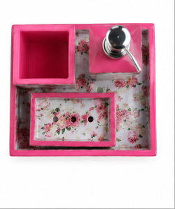 Ensemble d'accessoires de salle de bain de luxe faits à la main : distributeur de savon, porte-brosse à dents, porte-savon, plateau, organiseur de vanité en résine - Product Image 4