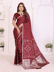 Satin Silk | Hand Dyed With Zari Weaving Lagadi Patta Rich Pallu <b>Saree</b> | <b>Blouse</b> With Fully Weaving Zari Lagadi Patta Rich Pallu - Product Image 6