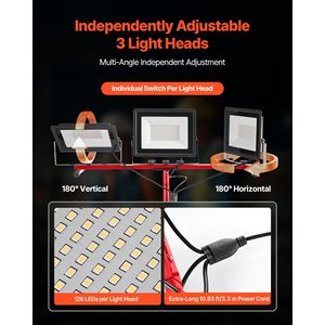 "21000 Lumens <b>LED</b> <b>Work</b> <b>Light</b> Stand with Tripod Individual Switch 10.83 ft Power for Camping" - Product Image 3