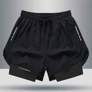 Pantalones Cortos Deportivos de Poliéster de Secado Rápido para Hombre, Color Verde Neón Sólido, Cintura Media, Tejido de Punto, Cierre con Cordón, ROPA, EQUIPO DE CUERO - Product Image 4