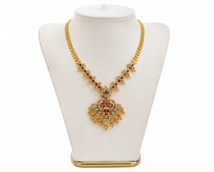 Divyoro Gold Plated Copper Alloy Short Pendant <b>Necklace</b> Cubic Zirconia Stones Flower Design Adjustable Length Classic Style - Product Image 1