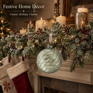 Vinita Impex - Adorno Navideño de Cristal Verde Salvia Moderno y Lujoso de 3 Pulgadas, Decoración Colgante para Árbol, Ecológico y Festivo - Product Image 3