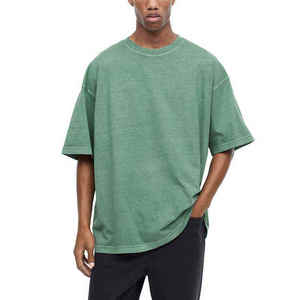 Camiseta de Manga Corta para Hombre, Fabricada en Fábrica, de Alta Calidad, Talla Grande, Tejido Terry Sólido, Secado Rápido, Transpirable, con Logotipo Personalizado, Cuello Redondo, 250g - Product Image 1