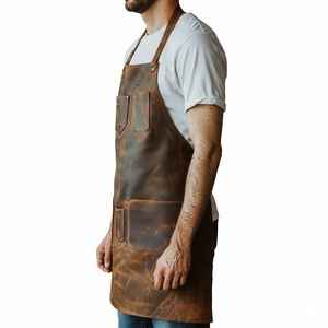 Professional Leather Grilling Apron Heat Resistant <b>BBQ</b> Smoker-Genuine Cowhide Smell Proof Protection for Outdoor Cooking - Product Image 3