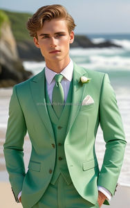 Esmoquin formal de 3 piezas de alta calidad para hombre, estilo callejero, informal, para verano, playa, boda, trajes de novio, talla grande y transpirable - Product Image 4