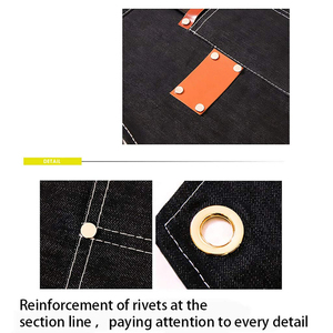 Tablier de coiffure avec poches pour outils, 75 cm x 60 cm, tissu noir, vêtements de travail pour barbier, pour le coiffage en salon - Product Image 6