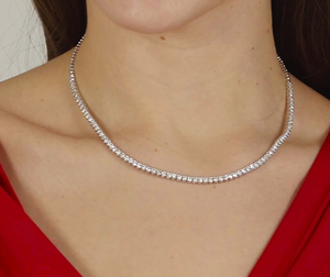 Cadena de Oro Blanco Sólido de 9k, 10k, 14k, 18k, 3.0mm, con Diamantes Moissanita Cultivados en Laboratorio, Collar Estilo Tenis - Product Image 1