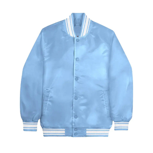 Chaqueta Bomber con Bordado Chenille, Satén de Seda Color Granate, Diseño Frontal con Impresión por Transferencia de Calor Personalizada, Forro, Estilo Urbano, Invierno - Product Image 3