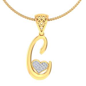 Pendentif lettre C en or massif avec pavé de diamants moissanite en forme de cœur, bijou romantique pour femme, charme pour usage quotidien - Product Image 5