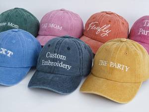 หมวกข้อความส่วนบุคคล หมวกเบสบอลปักโลโก้แบบกำหนดเอง สไตล์วินเทจย้อนยุค ของขวัญวันพ่อ หมวกสำหรับทุกเพศ - Product Image 4
