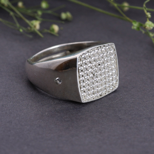 Anillo de Plata de Ley 925 con Circonita Cúbica Pavé para Hombre, Estilo Hecho a Mano, Regalo para Boda/Fiesta, para Venta al por Mayor de Joyería - Product Image 3