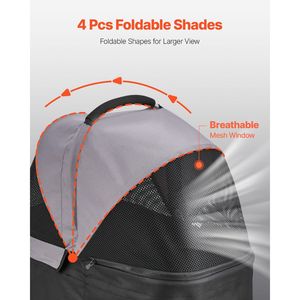 Poussette pliable pour animaux de compagnie, chariot à 4 roues pour chien, porte-bébé détachable, fenêtres en maille, système de freinage portable, petits et moyens animaux de compagnie, 35 livres, modèle - Product Image 3