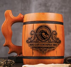 \ Taza de cuerno para beber vikingo con base de madera Taza de cuerno para beber de la India - Product Image 3