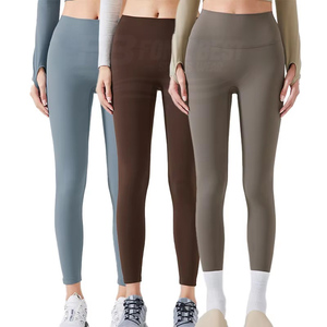 Shorts de yoga taille haute pour femme en Spandex/Nylon ultra doux 220g, effet push-up, poche invisible, contrôle du ventre, pour Pilates et sport, couleur unie - Product Image 1