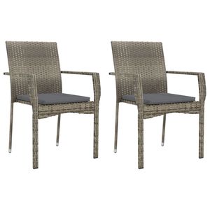 Set da pranzo in 3 pezzi in Poly Rattan nero e grigio con cuscini Set da giardino - Product Image 4