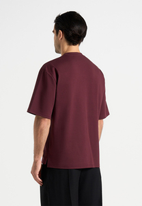 T-shirt unisexe bordeaux à manches courtes, 100 % coton, coupe classique, imprimé décontracté, tricoté, épais, avec logo personnalisé, haute qualité - Product Image 2