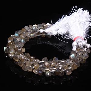 Cuentas de labradorita natural facetadas en forma de gota para la fabricación de joyas - Product Image 3
