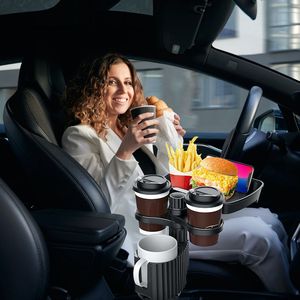 4-in-1 <b>Car</b> Cup Holder Tray Food <b>Table</b> Phone Holder with 360 Degree Rotatable Expandable Base Detachable <b>Car</b> Desk - Product Image 4