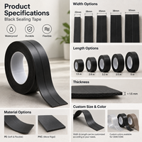 Bande d'étanchéité noire en PVC pour évier de cuisine 22 mm 3,2 m, ruban de calfeutrage étanche pour bord de comptoir