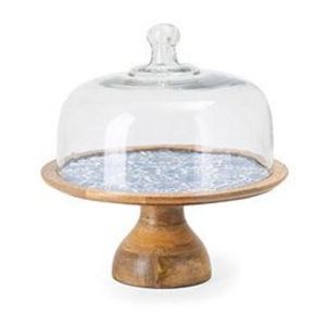 Support à gâteau en bois d'acacia avec cloche en verre, plateau rond pour pâtisserie et desserts, décoration pour fêtes, mariages, anniversaires, boulangerie - Product Image 4